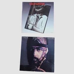 Lot of 2 Chuck Mangione Disguise 12x12 Promo Poster Flat Vintage 1980s CBS Jazz